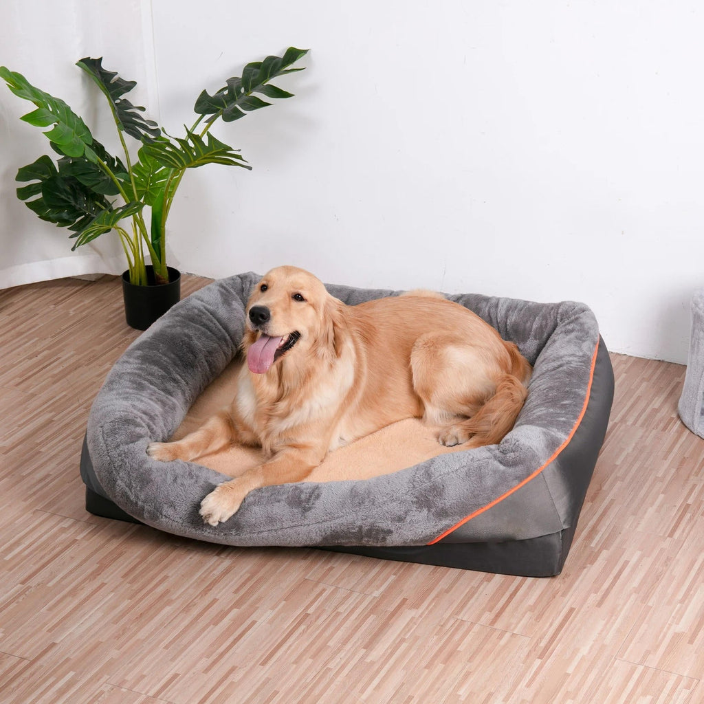Dog Bed with Orthopedic Foam and Raised Cushioned Walls, Machine Washable All Vera Mart