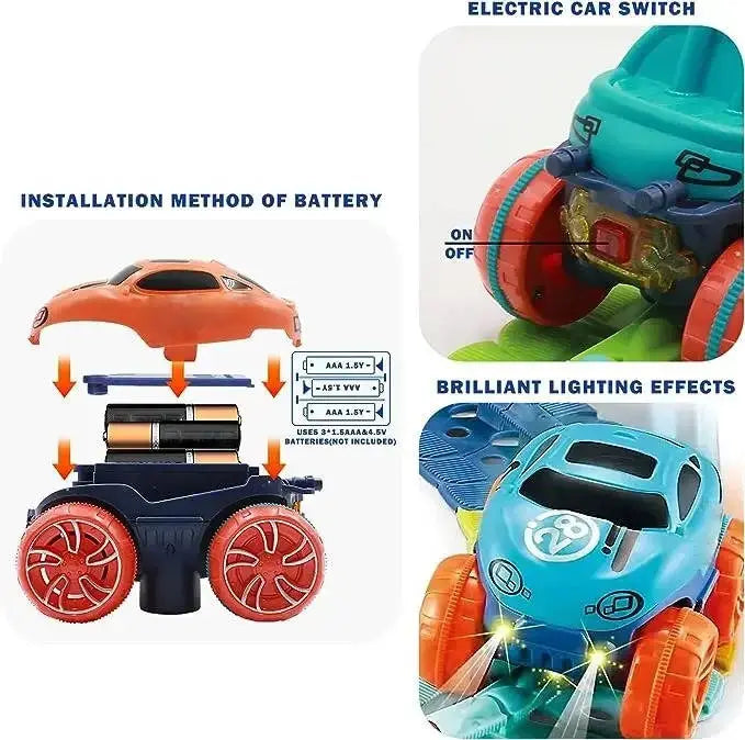 Kids Race Track with LED Glow and Flexible Bendable Sections, Rechargeable Car All Vera Mart