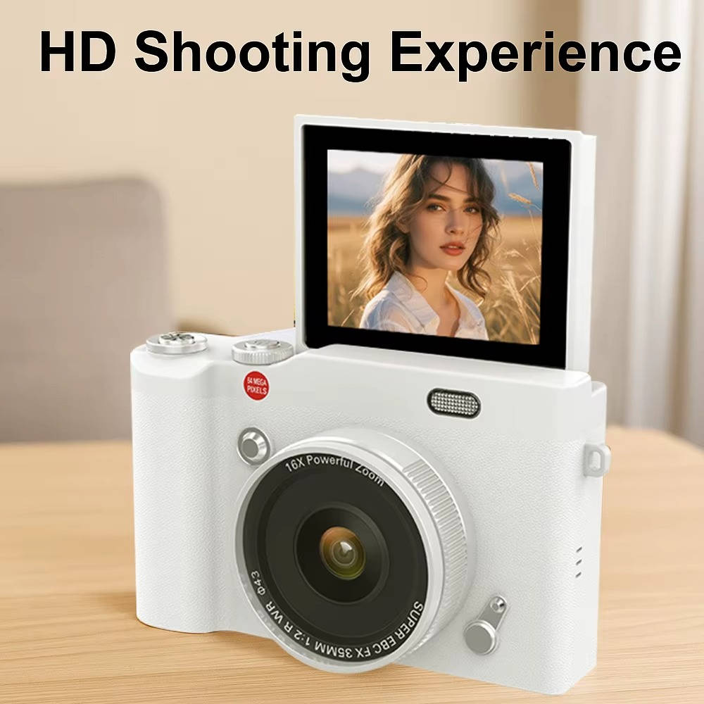 Flip Screen Digital Camera with 64M Resolution and Built-in LED, 32GB Memory Card Included All Vera Mart