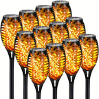 Solar Torch Lights with Flickering Flame Effect and Auto Sensor, 12-Pack for Outdoor Pathways All Vera Mart