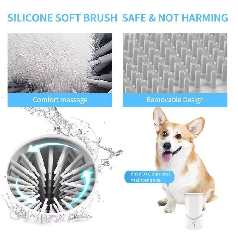 Dog Paw Cleaner with Rotating Silicone Brushes and Dual Speed Settings All Vera Mart