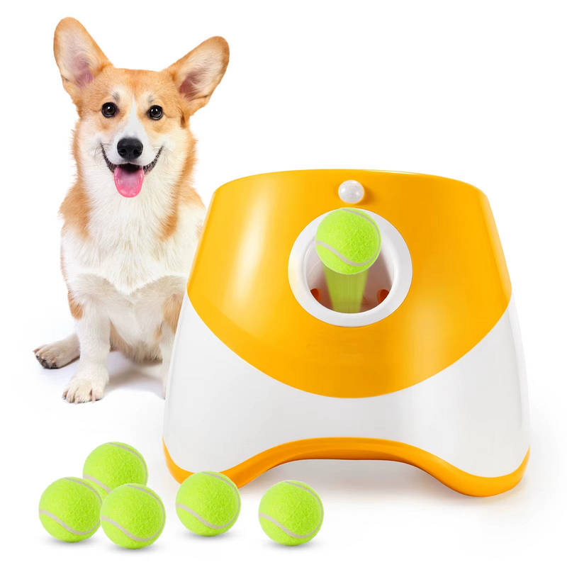 Dog Ball Launcher with Motion Detection and Adjustable Throw Distance, LED Battery Indicator All Vera Mart