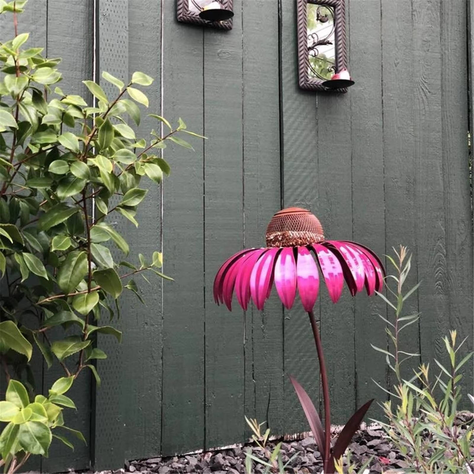 Flower Shaped Bird Feeder with Mesh Squirrel Barrier and Ground Stake All Vera Mart
