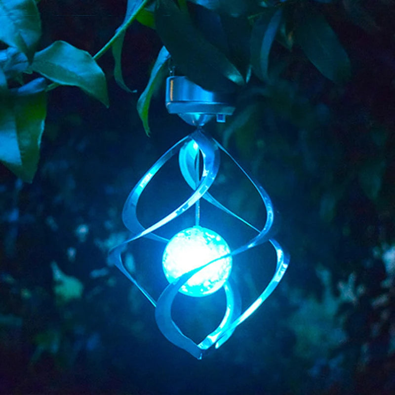 Solar Wind Chime with Color Changing LED and Rotating Spinner All Vera Mart