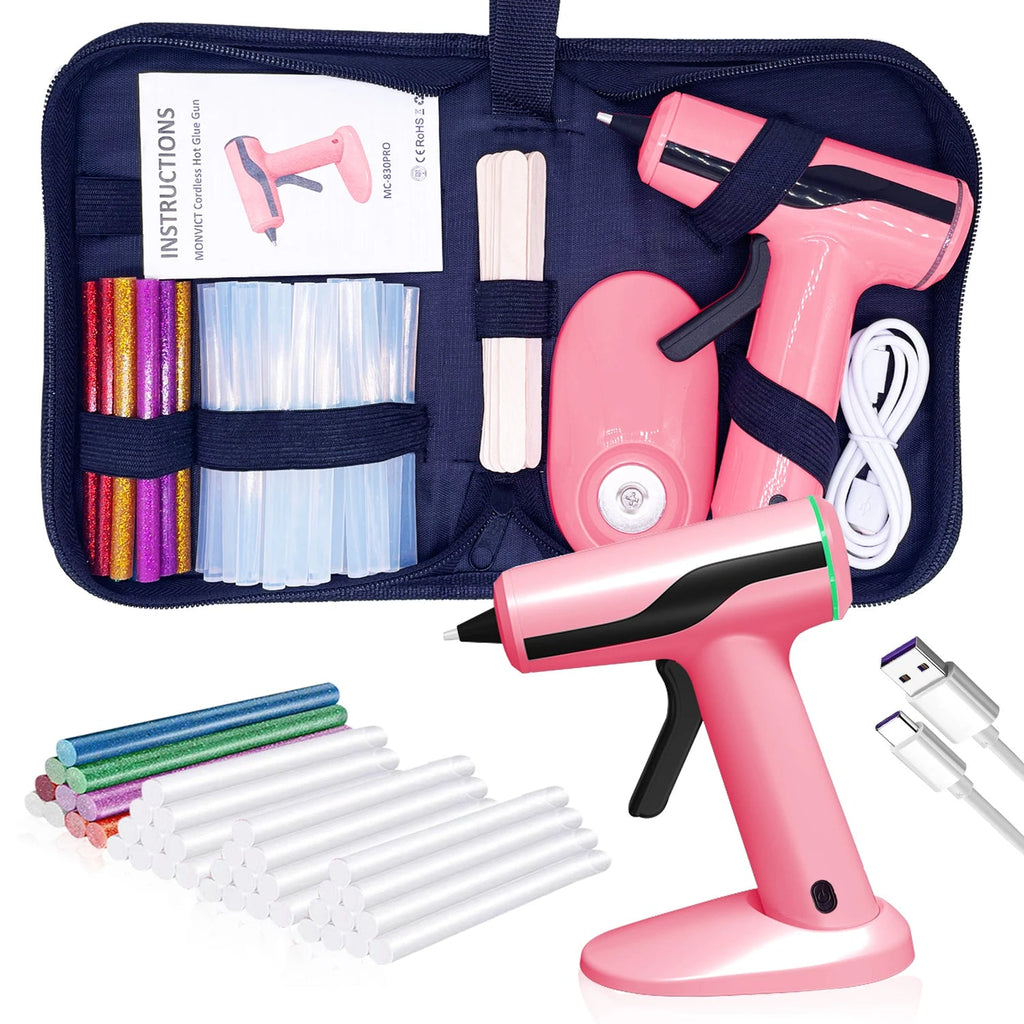 Rechargeable Glue Gun with Magnetic Base and 40 Adhesive Sticks, 60-Minute Runtime All Vera Mart