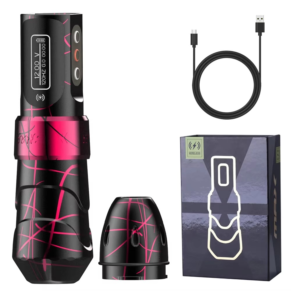 Wireless Tattoo Pen with 10,000 RPM Brushless Motor and LED Display, 10-Hour Battery All Vera Mart