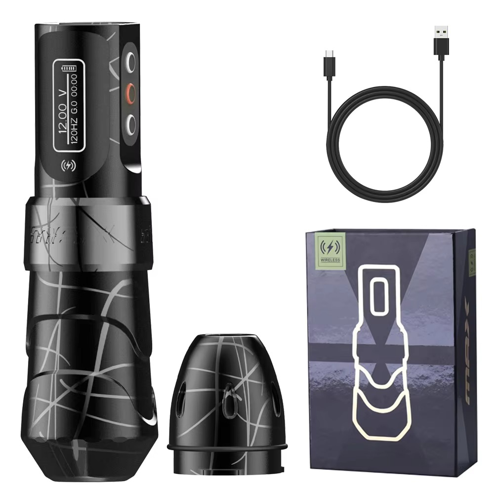 Wireless Tattoo Pen with 10,000 RPM Brushless Motor and LED Display, 10-Hour Battery All Vera Mart