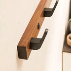 Wall Mounted Coat Rack with Solid Wood and Metal Construction, Matte Black All Vera Mart