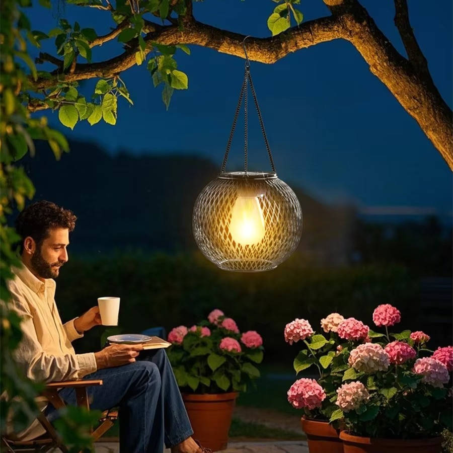 Solar Hanging Lantern with Automatic Light Sensing and 14-Hour Runtime for Outdoor Spaces All Vera Mart