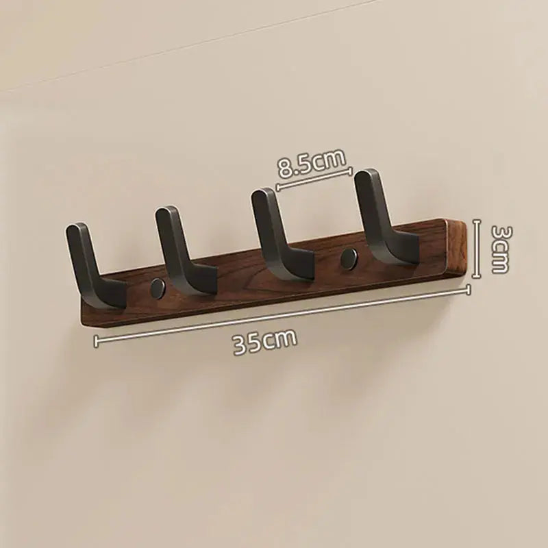 Wall Mounted Coat Rack with Solid Wood and Metal Construction, Matte Black All Vera Mart