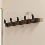 Wall Mounted Coat Rack with Solid Wood and Metal Construction, Matte Black All Vera Mart