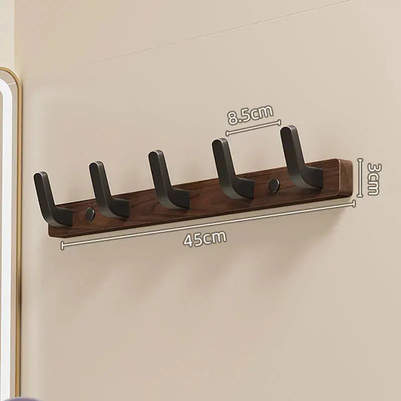 Wall Mounted Coat Rack with Solid Wood and Metal Construction, Matte Black All Vera Mart