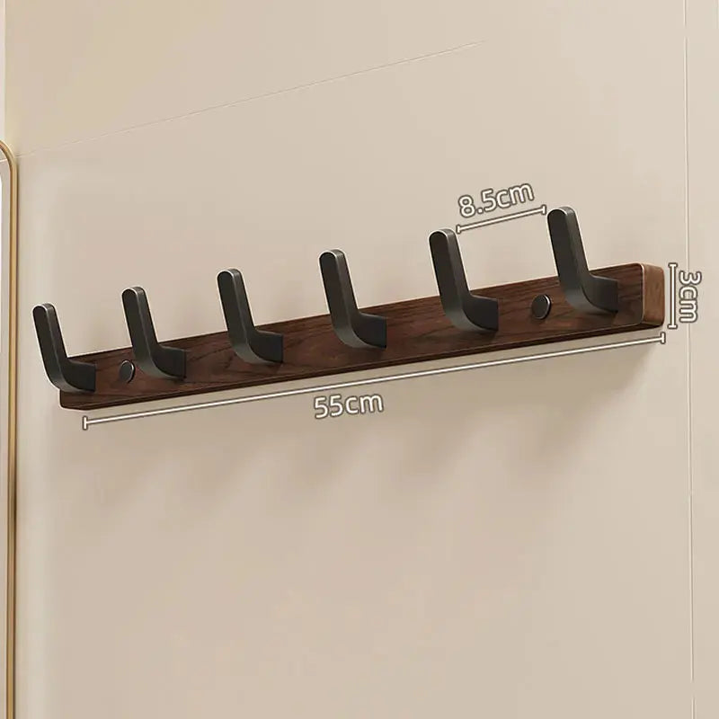 Wall Mounted Coat Rack with Solid Wood and Metal Construction, Matte Black All Vera Mart
