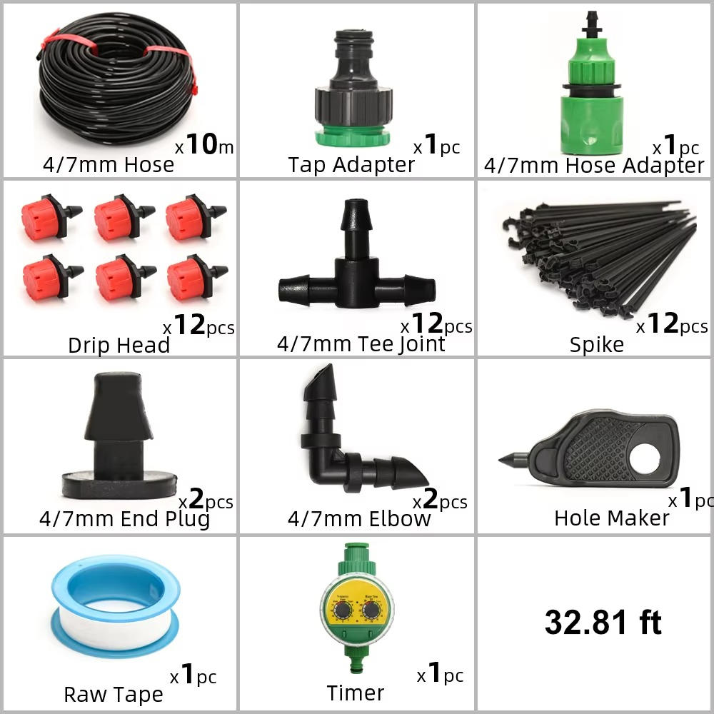 Automatic Drip Irrigation System with Adjustable Timer and Pressure Regulation All Vera Mart