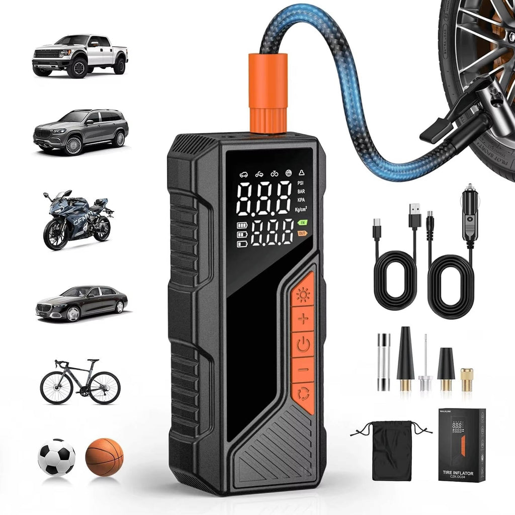 Cordless Tire Inflator with Dual Power and Digital Display, 150 PSI for Cars Bikes Motorcycles All Vera Mart