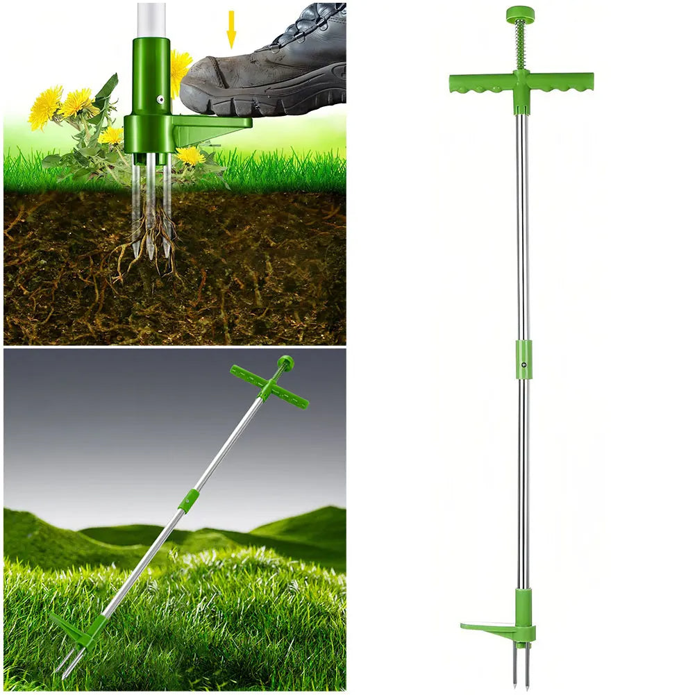 Stand Up Weed Puller with Three Claw Root Extraction and Foot Pedal All Vera Mart