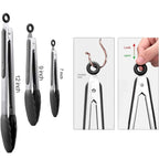 Nonstick Kitchen Tongs Set with Stainless Steel and Heat Resistance, 3-Piece All Vera Mart