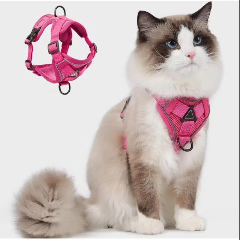 Cat Vest Harness with Reflective Strips and 1.5M Leash All Vera Mart