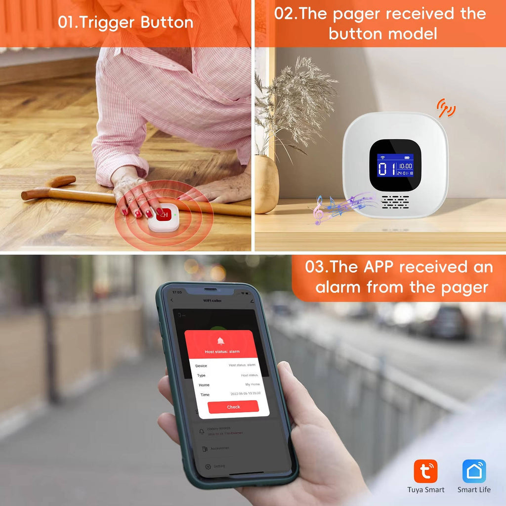 Wireless SOS Alert Button with 328ft Range and App Notifications for Elderly All Vera Mart
