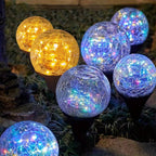 Solar Globe Lights with Cracked Glass and Dusk to Dawn Sensor, 2 Pack All Vera Mart
