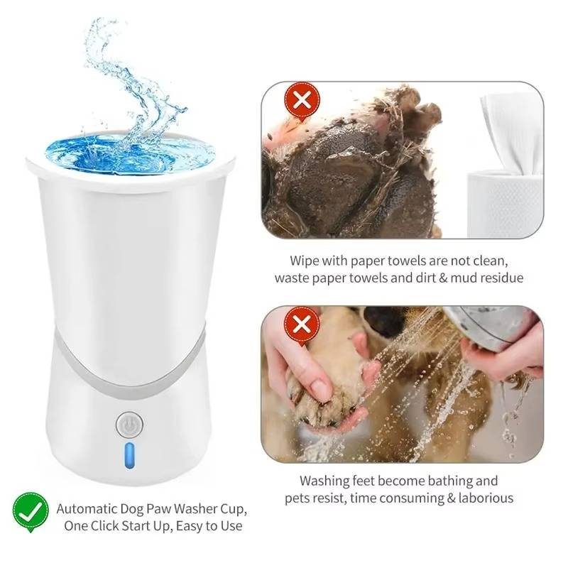 Dog Paw Cleaner with Rotating Silicone Brushes and Dual Speed Settings All Vera Mart