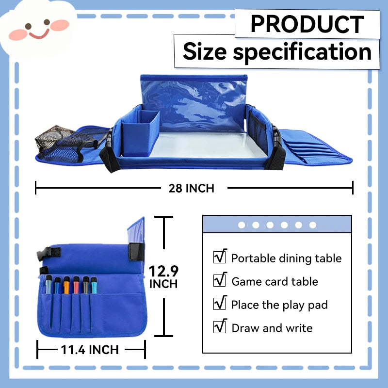 Car Seat Activity Tray with Storage Pockets and Soft Foam Edges All Vera Mart