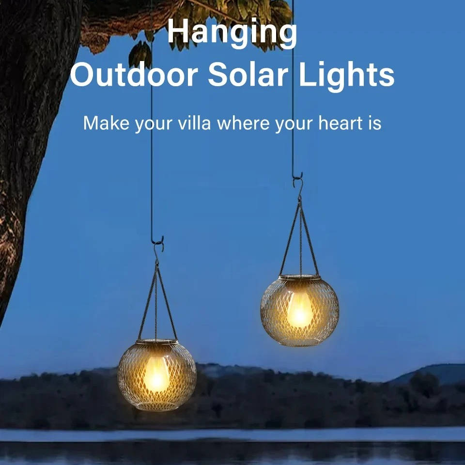 Solar Hanging Lantern with Automatic Light Sensing and 14-Hour Runtime for Outdoor Spaces All Vera Mart