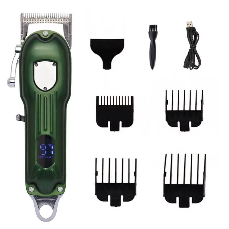 Rechargeable Pet Grooming Clipper with Carbon Steel Blades and LCD Battery Display All Vera Mart
