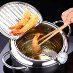 Deep Frying Pot with Built-In Thermometer and Splash Guard Lid All Vera Mart