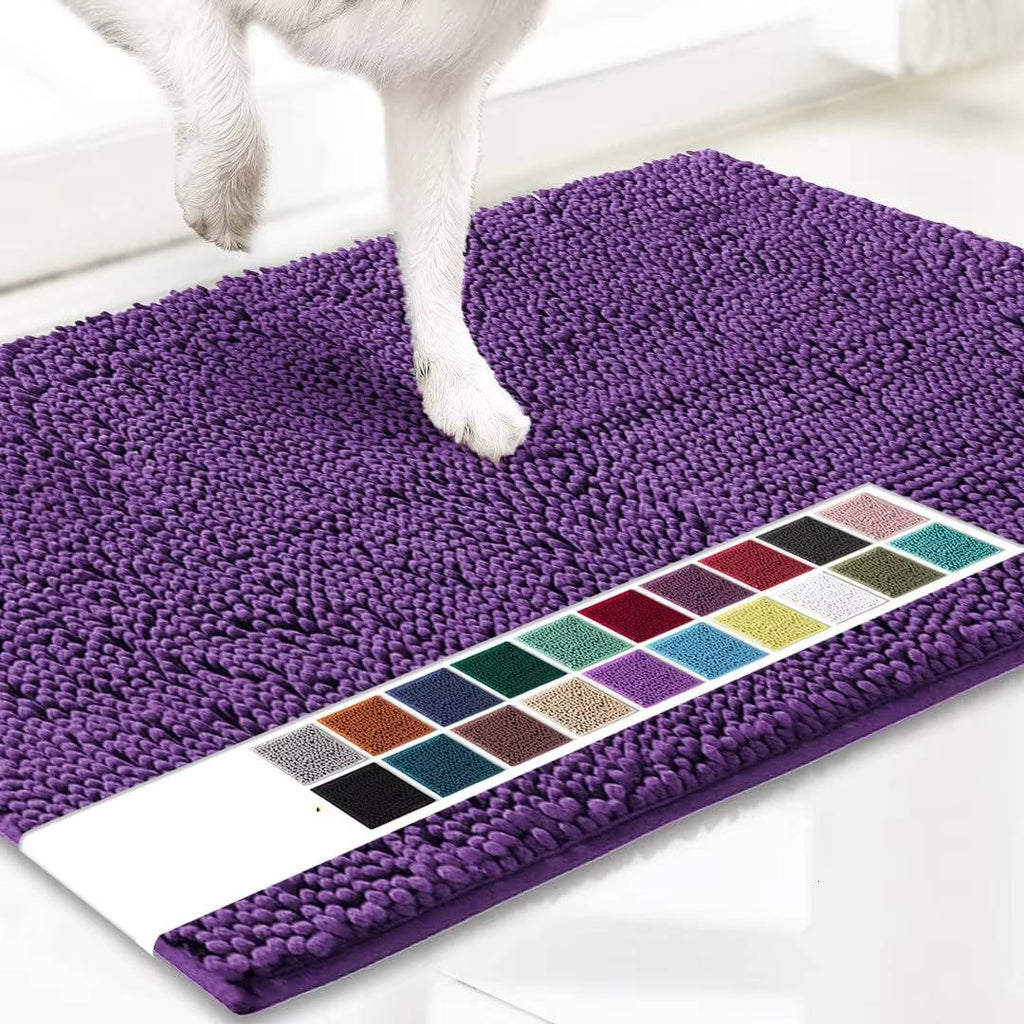 Microfiber Chenille Door Mat with Anti-Slip Backing and Machine Washable, 1-Inch Pile All Vera Mart