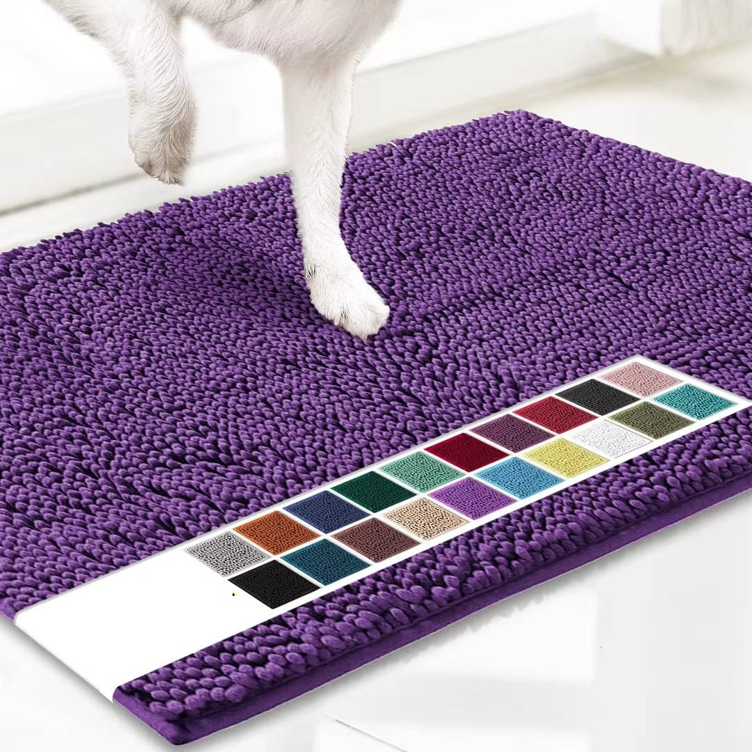 Microfiber Chenille Door Mat with Anti-Slip Backing and Machine Washable, 1-Inch Pile All Vera Mart
