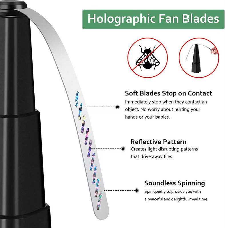 Spinning Fly Repellent Fan 4 Pack with Holographic Blades and Silent Motor for Outdoor Dining All Vera Mart