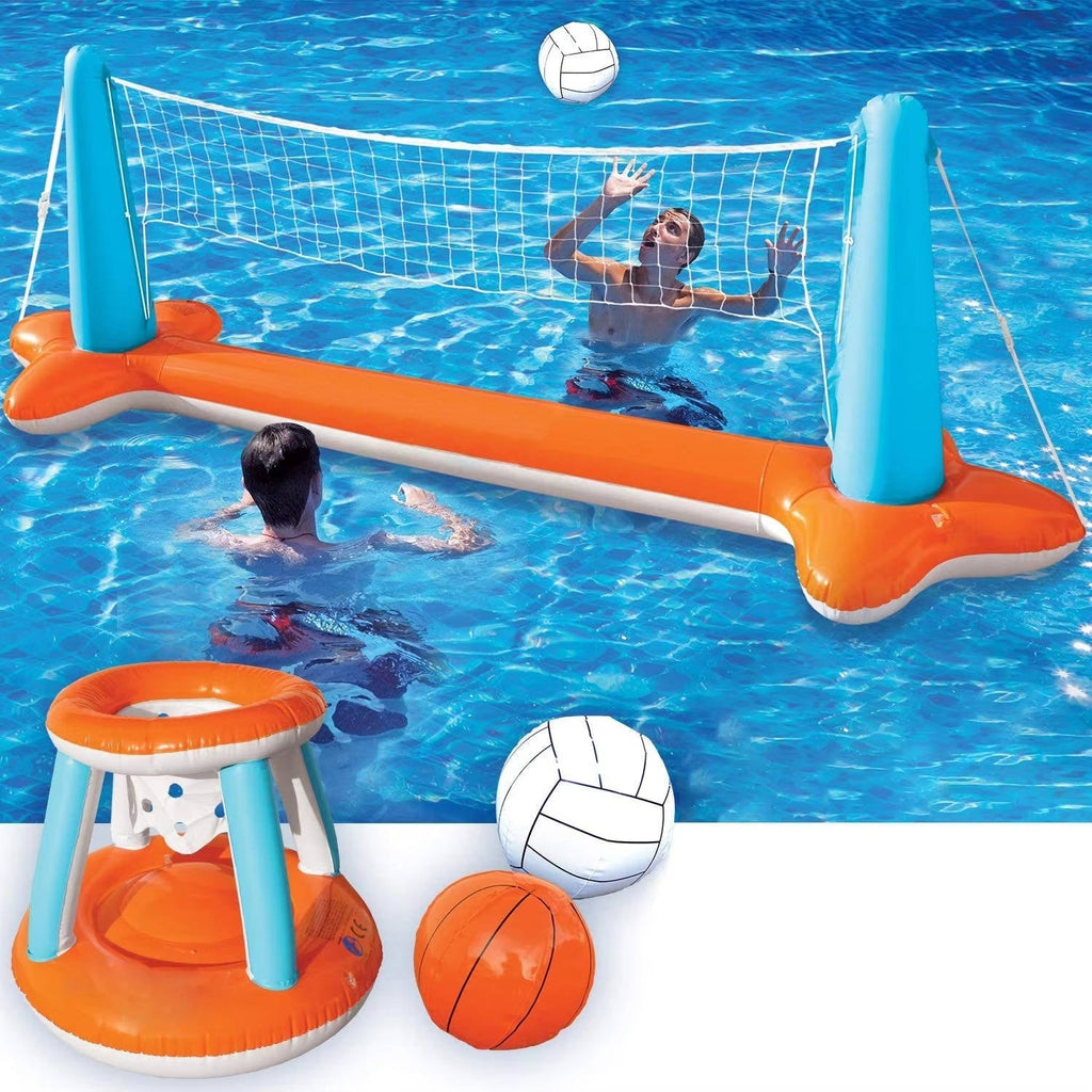 Pool Volleyball Net with Basketball Hoop and Inflatable Balls, Anchor Bags All Vera Mart
