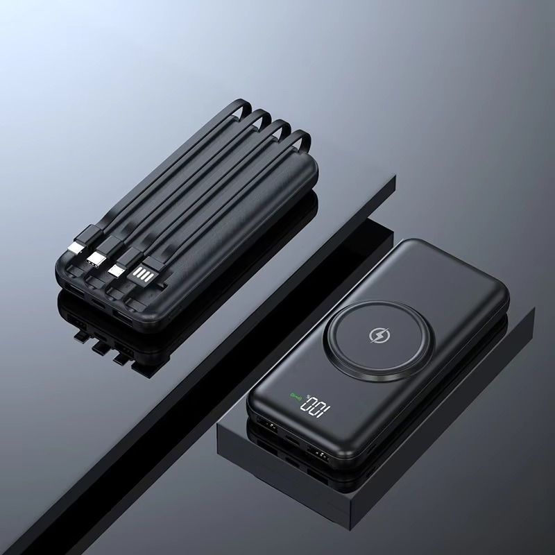 Portable Power Bank 20000mAh with Wireless Charging and Four Built-in Cables All Vera Mart