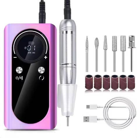 Electric Nail Drill with Variable Speed Control and Six Metal Bits, LCD Display All Vera Mart