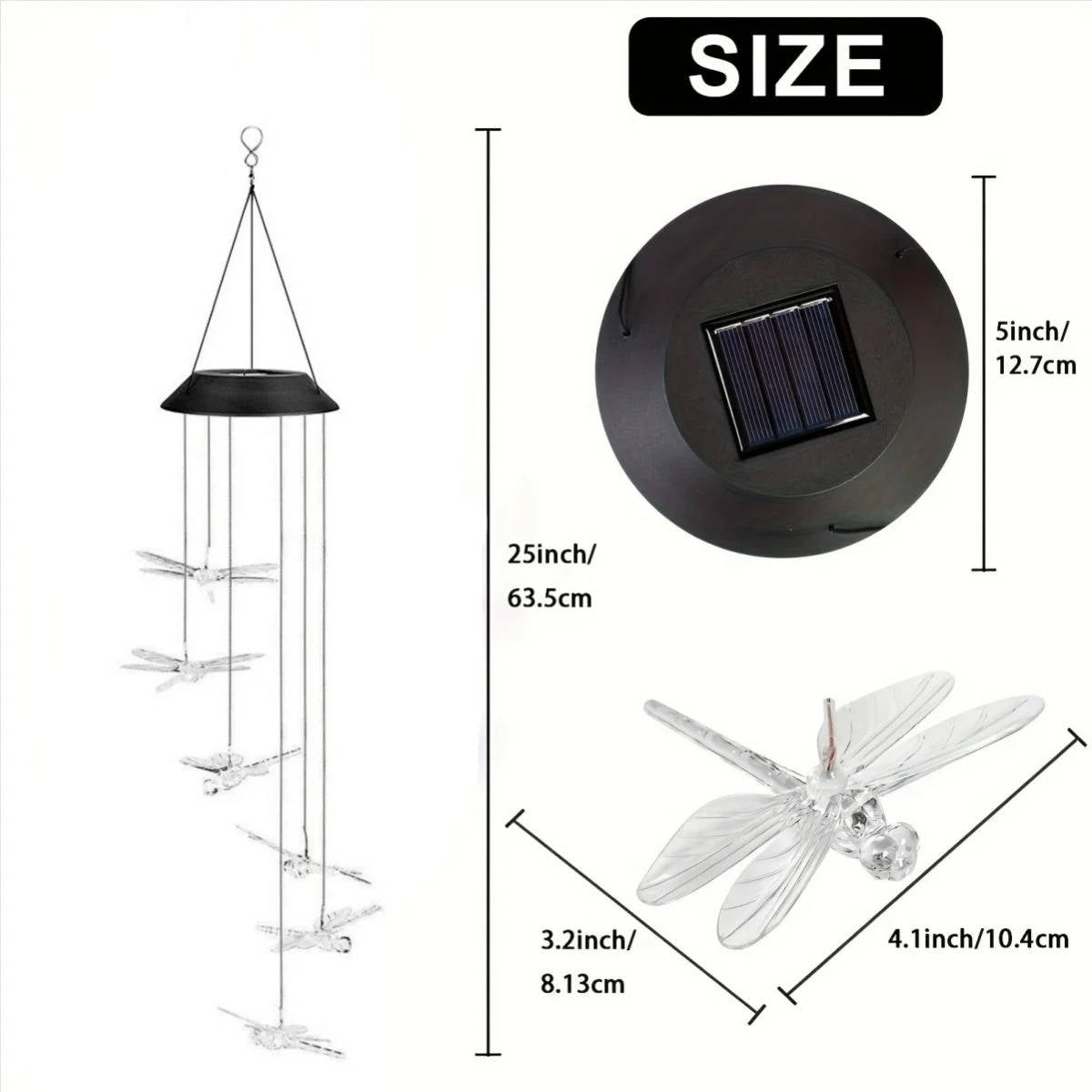 Color Changing Solar Wind Chimes with Automatic Dusk Sensor and Six LED Colors All Vera Mart
