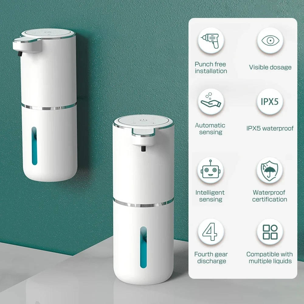 Infrared Motion Sensor Soap Dispenser with USB Rechargeable Battery and IPX5 Splash Protection All Vera Mart