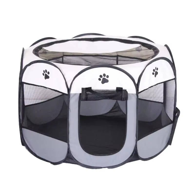 Portable Mesh Pet Tent with Eight-Sided Panels and Zippered Doors All Vera Mart