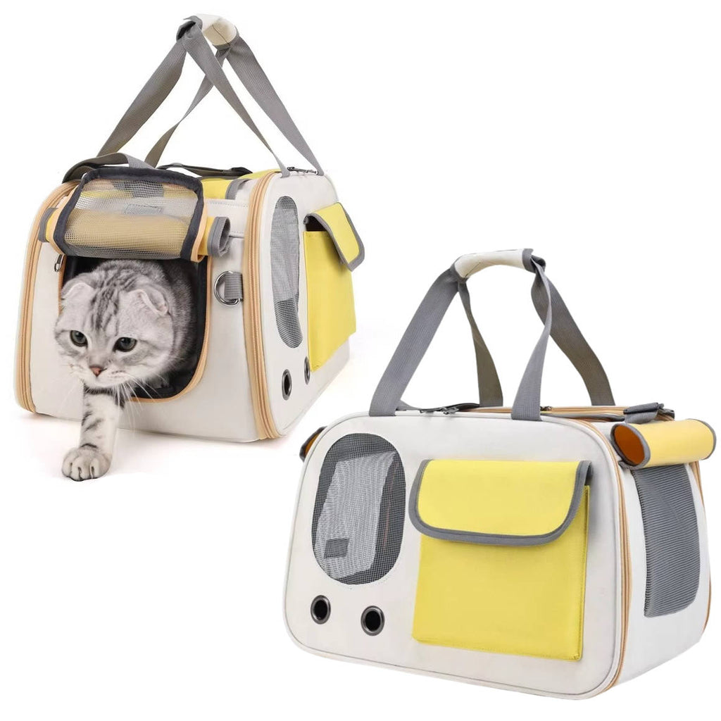 Pet Carrier with Dual Top and Side Openings and Mesh Ventilation, Foldable All Vera Mart