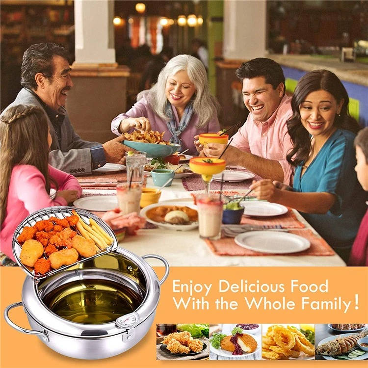 Deep Frying Pot with Built-In Thermometer and Splash Guard Lid All Vera Mart
