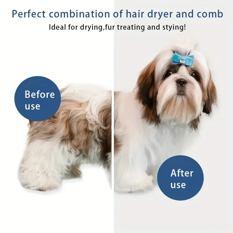 Dog Hair Dryer with Interchangeable Comb Heads and Three Heat Settings All Vera Mart