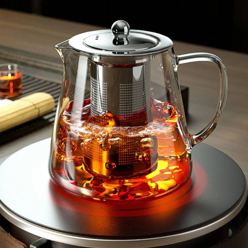 Borosilicate Glass Teapot with Mesh Infuser and Drip-Free Spout, 45.6oz All Vera Mart