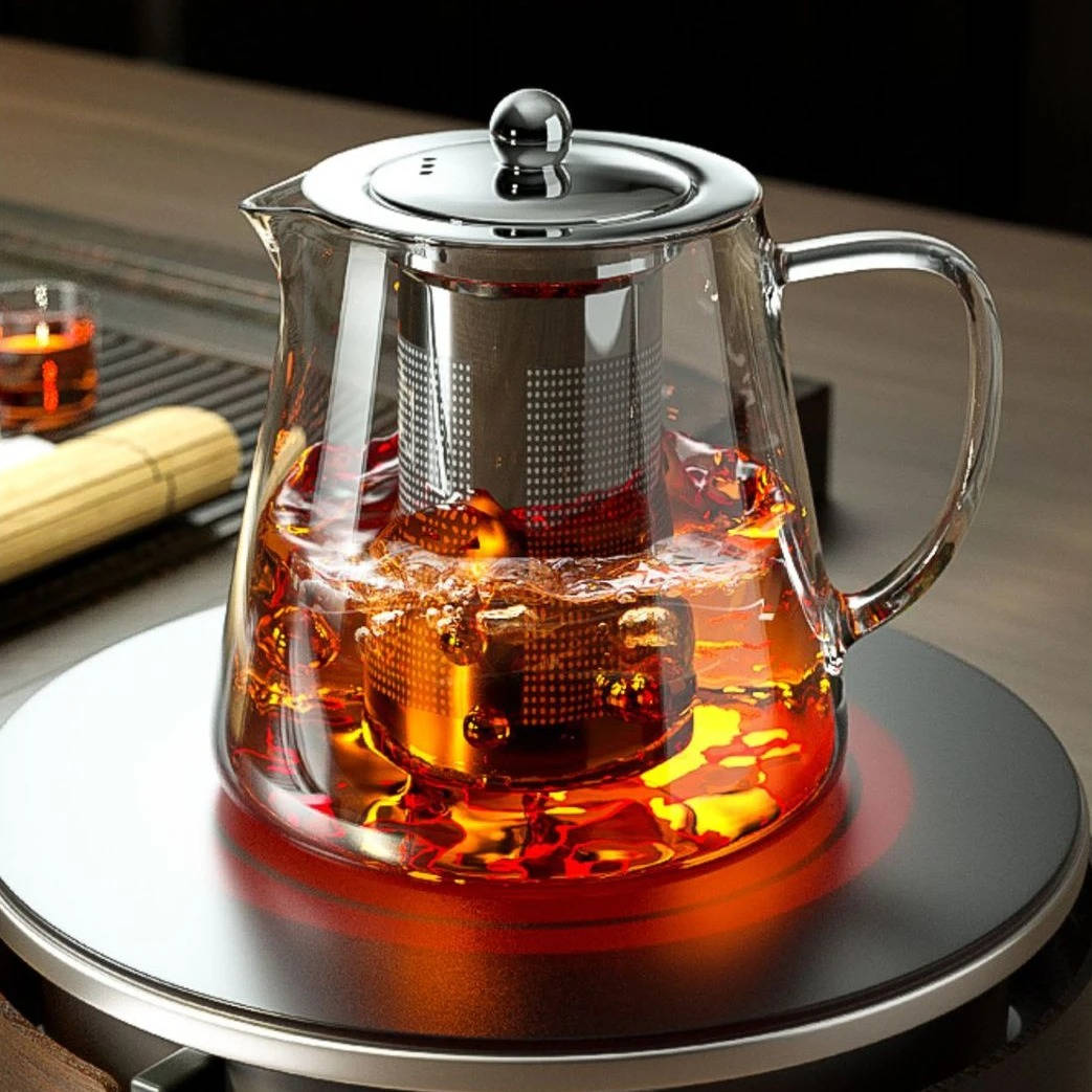 Borosilicate Glass Teapot with Mesh Infuser and Drip-Free Spout, 45.6oz All Vera Mart