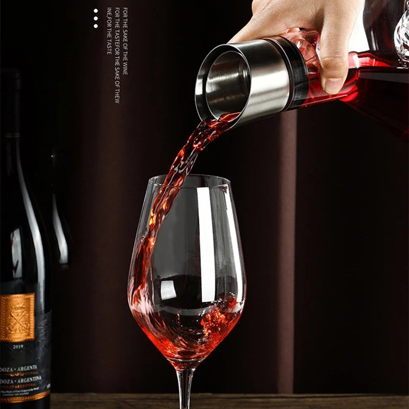 Crystal Wine Decanter with 12-Channel Aerator and Stainless Steel Filter, 1500ml All Vera Mart