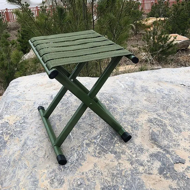 Foldable Stool with Iron Frame and Oxford Cloth Seat, 300kg Capacity All Vera Mart