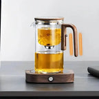 Borosilicate Glass Teapot with Removable Metal Infuser and Wooden Handle, 800ml Capacity All Vera Mart