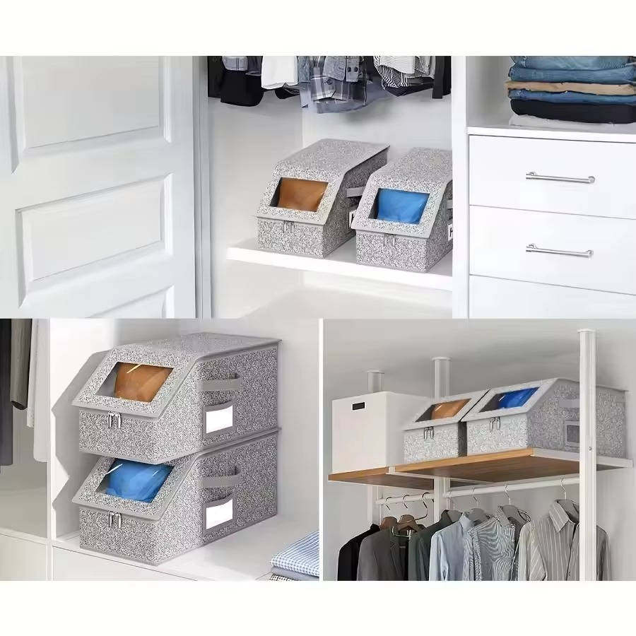 Hat Storage Boxes with Clear Window and Metal Zipper, Stackable Organizer for 24 Caps All Vera Mart