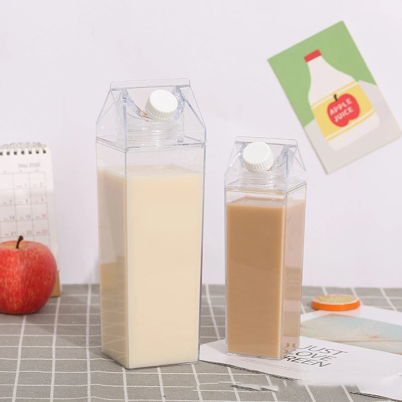 Milk Carton Water Bottle with Wide Mouth Opening and Leak-Proof Twist Lid All Vera Mart