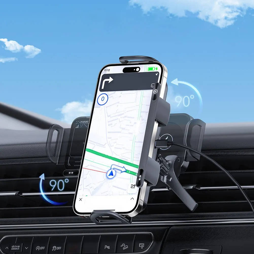 Car Mount Wireless Charger with Motorized Arm and Dual Coil, Air Vent All Vera Mart