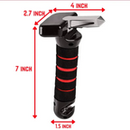 Car Door Latch Handle with a Stainless Steel Core and Contoured Grip in Blue or Red